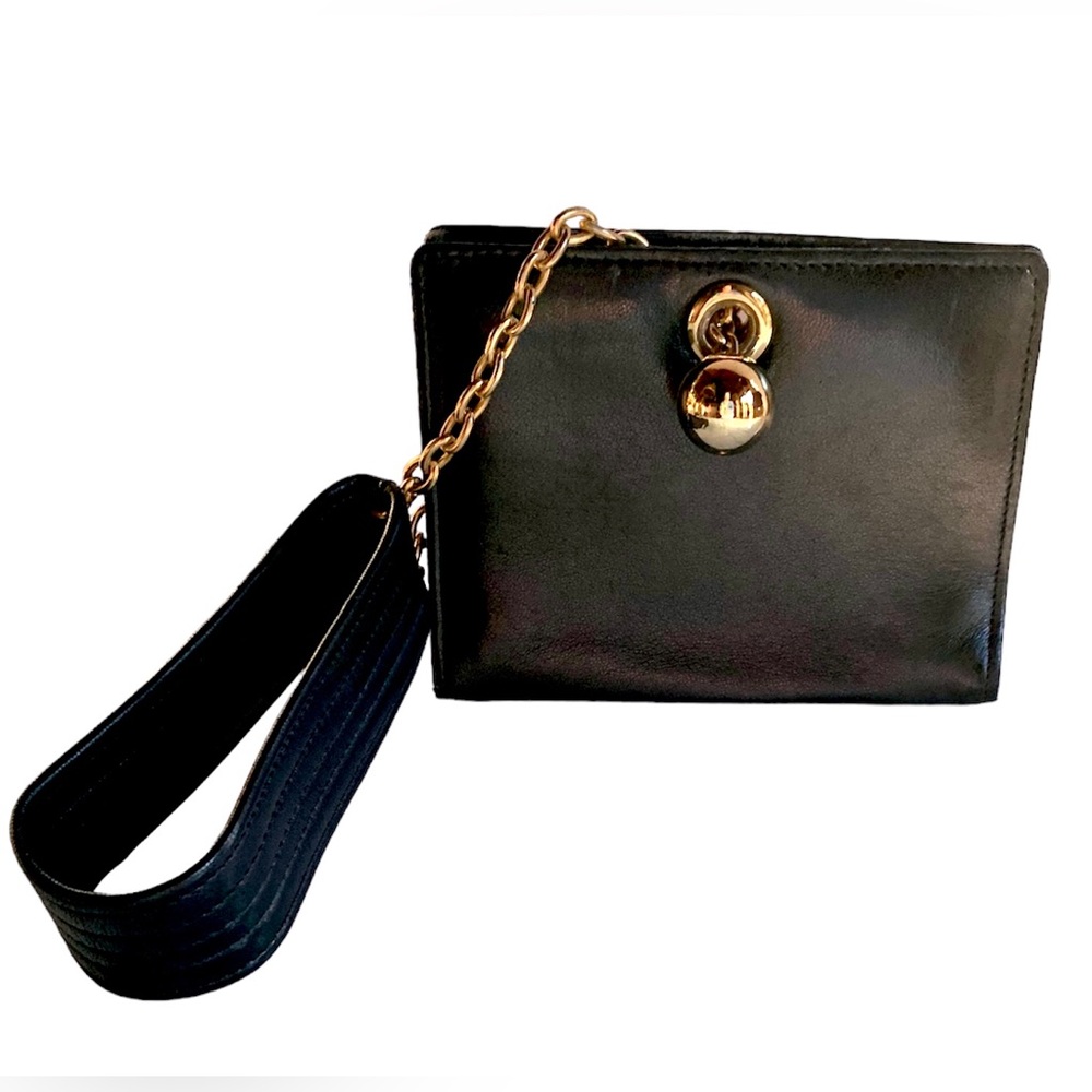 JEAN CLAUDE ❌SOLD❌JITROIS PARIS MINI BAG WRISTLET BLACK LEATHER VINTAGE 1986